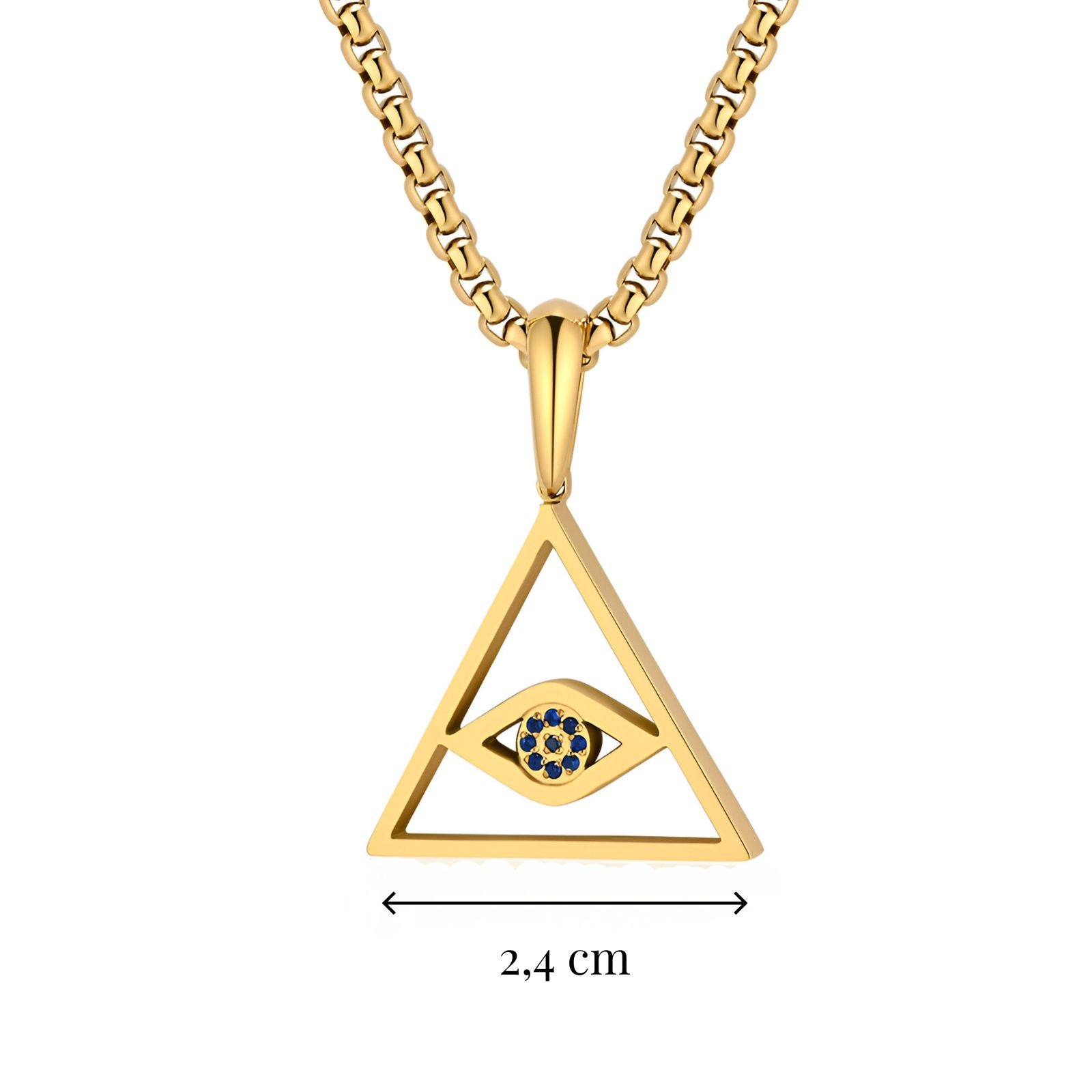 Collier triangle moderne, motif œil protecteur, serti de zircon bleuté, modèle Nazir