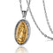 Collier unisexe Vierge Marie, chaîne forçat et pendentif ovale religieux, acier inoxydable, modèle Guadalupe