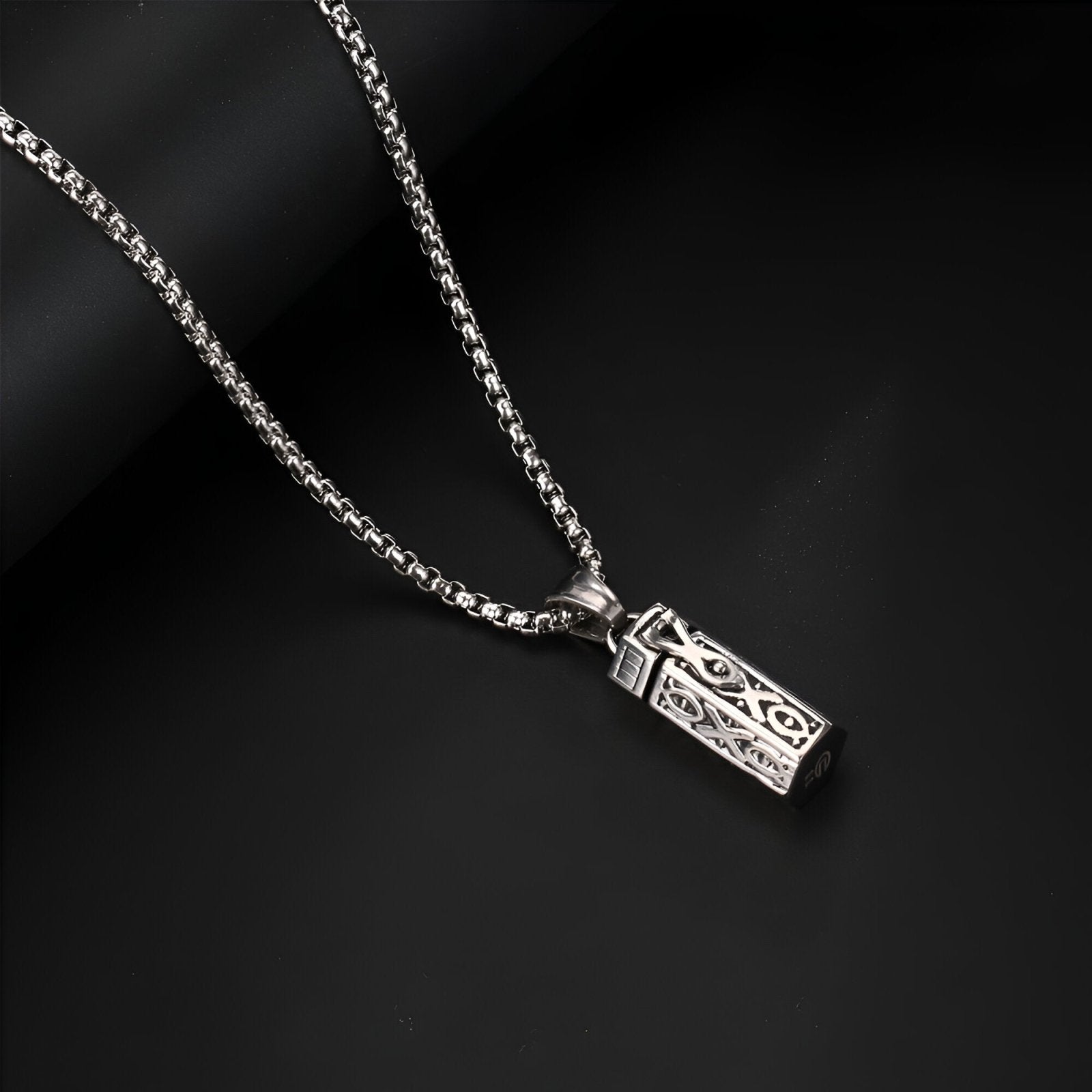 Collier urne funéraire unisexe, pendentif flacon gothique en acier inoxydable, modèle Codex