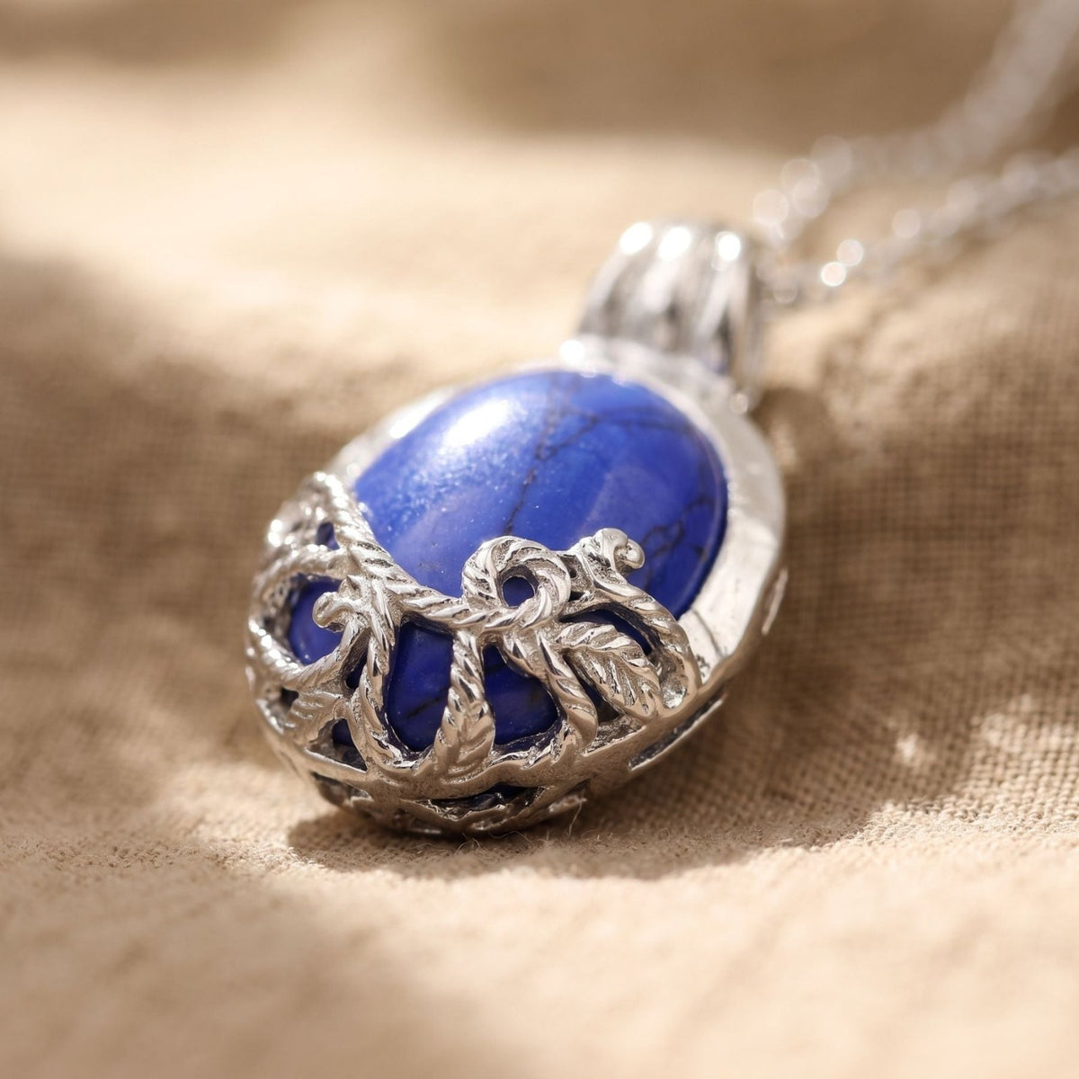 Collier Vampire Diaries Katherine pour femme, en alliage métallique, avec pierre naturelle bleue