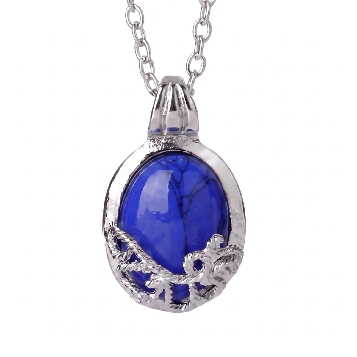 Collier Vampire Diaries Katherine pour femme, en alliage métallique, avec pierre naturelle bleue