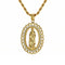Collier Vierge Marie pour homme, en acier inoxydable, pendentif religieux ovale orné de pierres brillantes