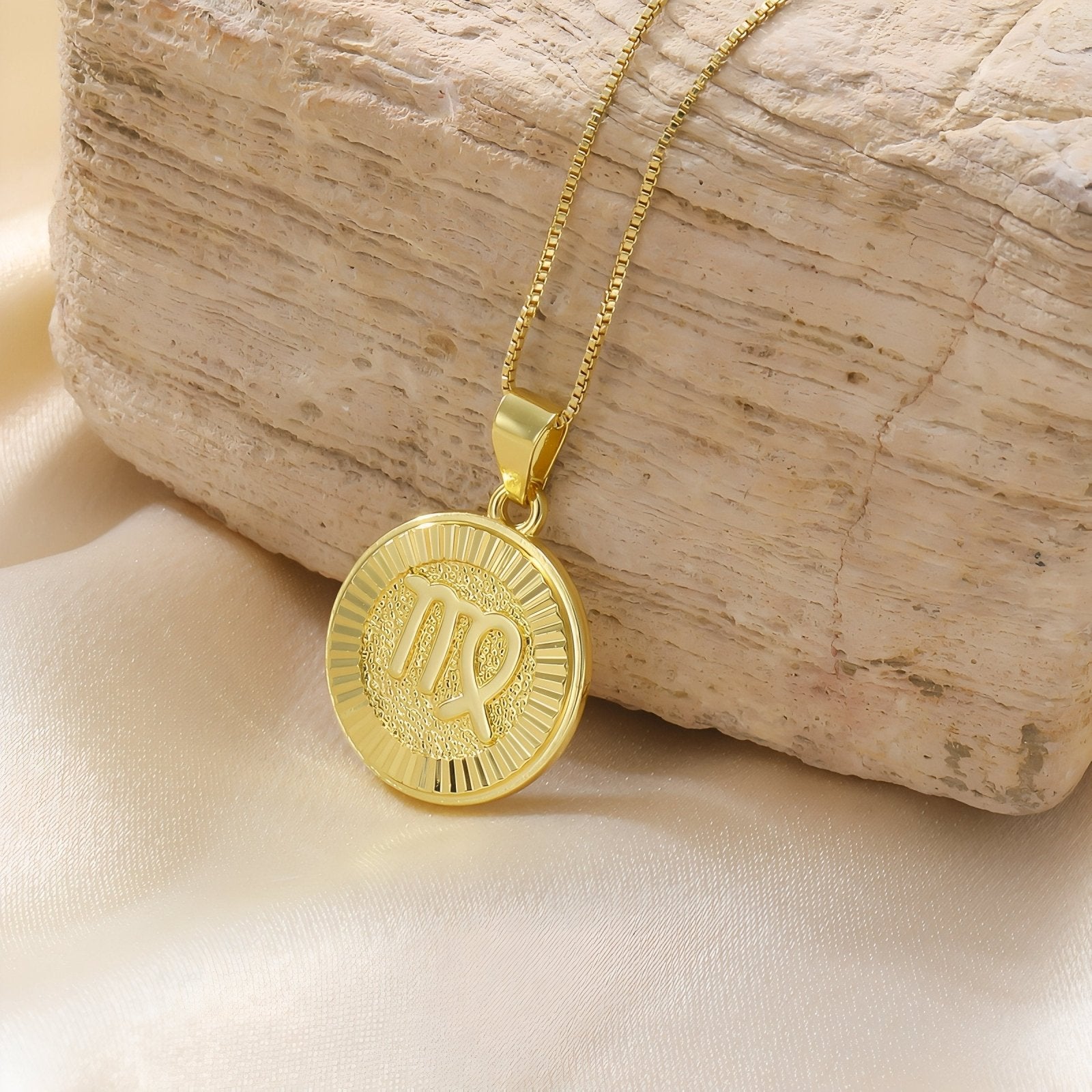 Collier zodiaque doré pour femme, pendentif signe astrologique, en acier inoxydable