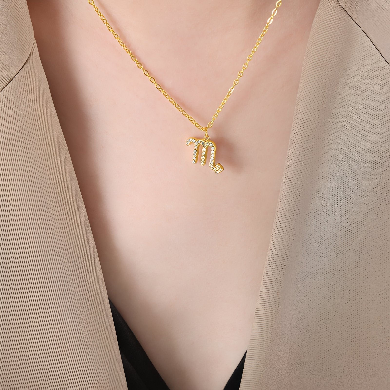 Collier zodiaque femme élégant, pendentif en acier inoxydable et zircons scintillants, 12 signes astrologiques