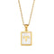 Collier zodiaque femme, pendentif signe astrologique rectangle nacré, en acier inoxydable plaqué or