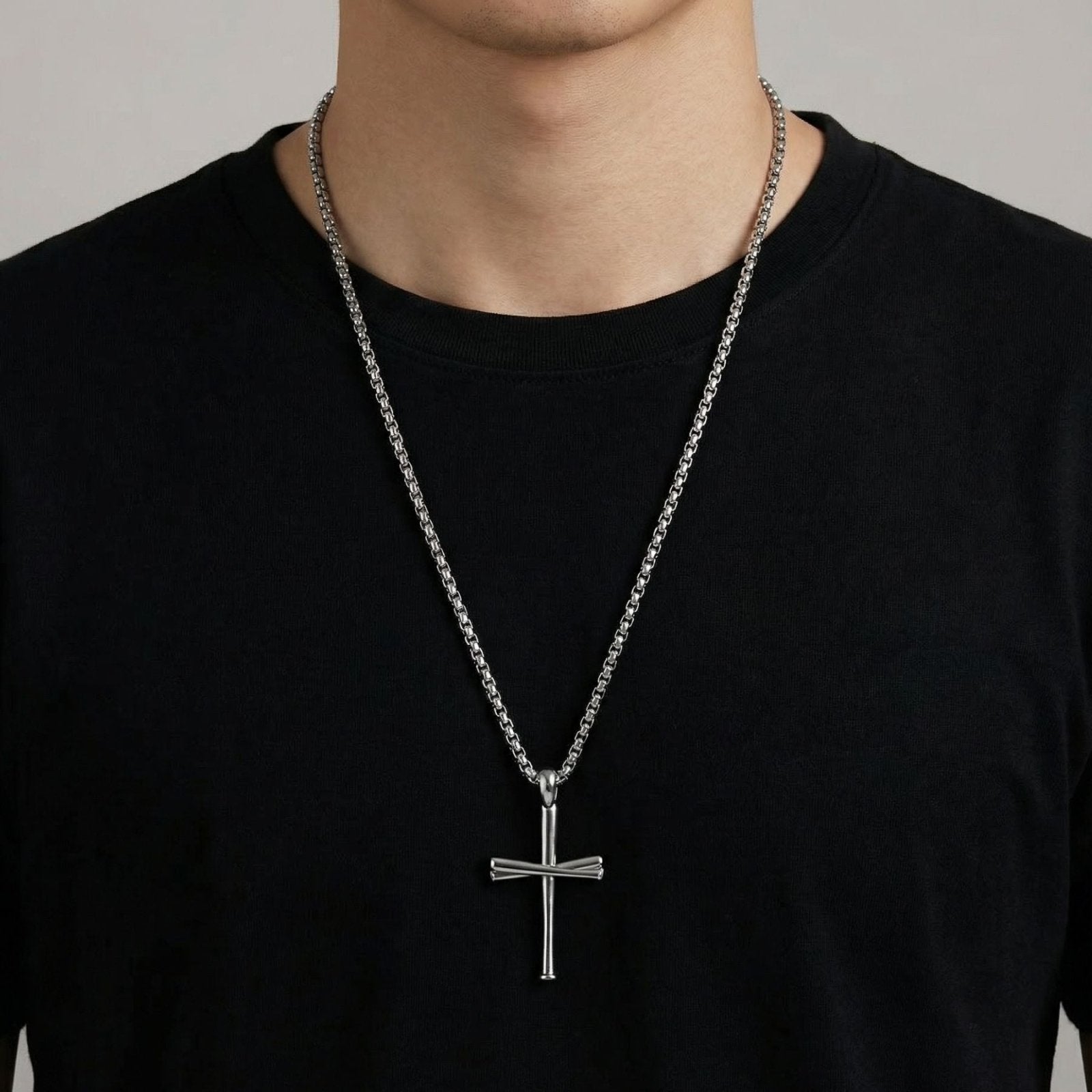 Croix gothique moderne, pendentif en acier brut, style underground masculin