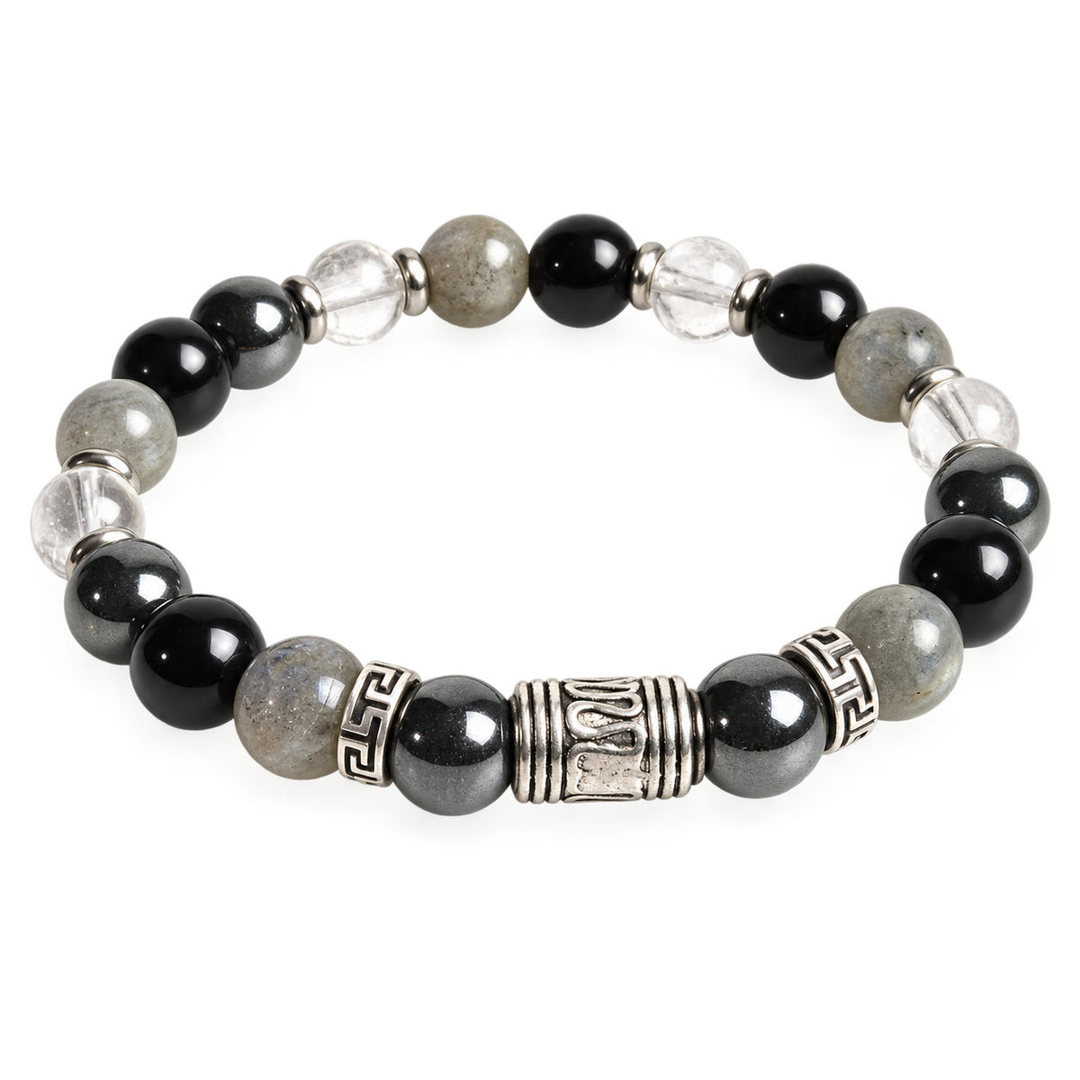 Bracelet Orvane en hématite, labradorite et obsidienne, symbole de force et d’ancrage