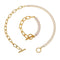 Parure collier et bracelet asymétrique pour femme, en acier inoxydable, demi-chaîne tennis sertie de zircons et maillons rectangulaires