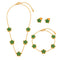 Parure de bijoux fleurs pour femme, collier, bracelet et boucles d'oreilles en acier inoxydable doré, ornements verts ou multicolores