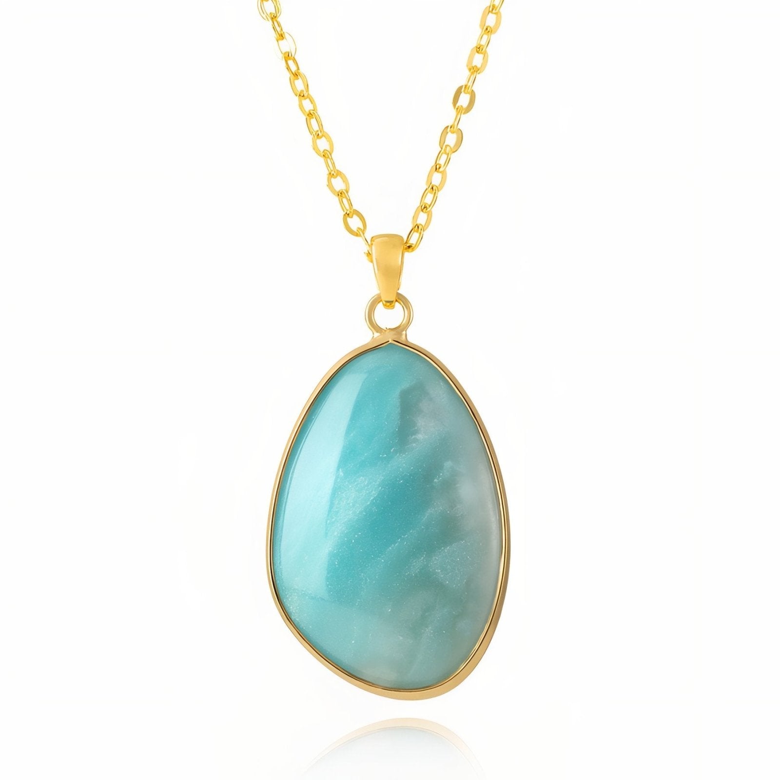 Pendentif goutte en pierre naturelle, chaîne dorée, bijou élégant pour femme, modèle Léana