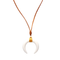 Sautoir ajustable en cuir naturel, pendentif corne blanche ou noire, bijou tendance, modèle Cruise