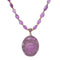 Sautoir en perles d’améthyste avec pendentif ovale, détails dorée, modèle Violette