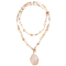 Sautoir en pierres naturelles de quartz rose, pendentif facetté, style bohème romantique, modèle Florentine