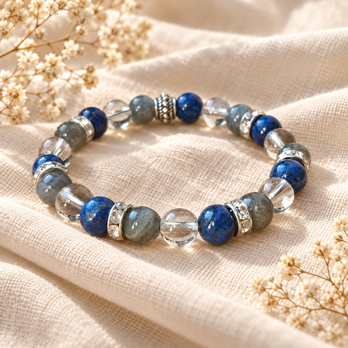 Bracelet Vélyane en lapis-lazuli et labradorite, symbole de sérénité et de clarté