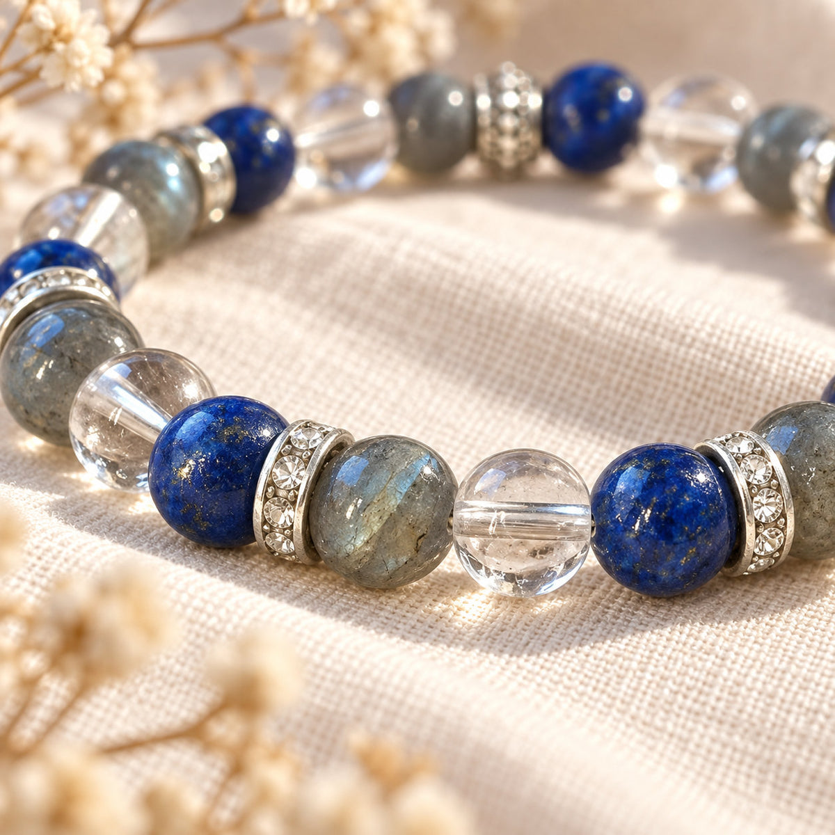 Bracelet Vélyane en lapis-lazuli et labradorite, symbole de sérénité et de clarté